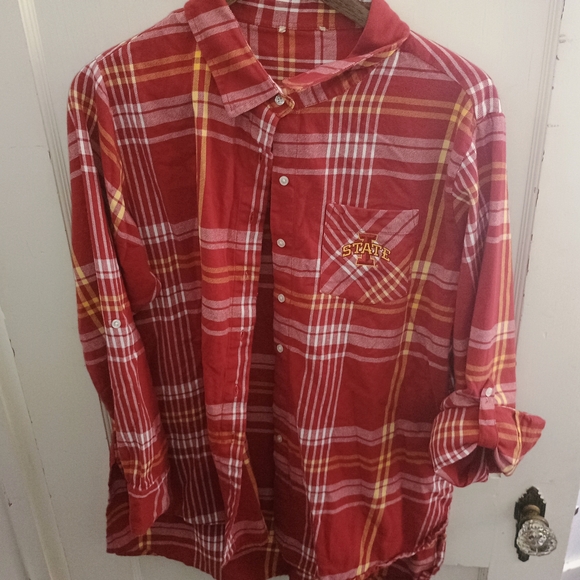 Iowa State University Tops - Red Plaid Iowa State University Button Up Shirt